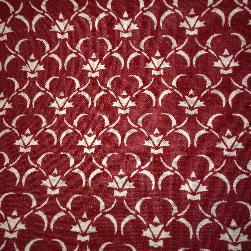 FABRIC Maroon Vining Fleur de Lis, new and unwashed, 26 inches